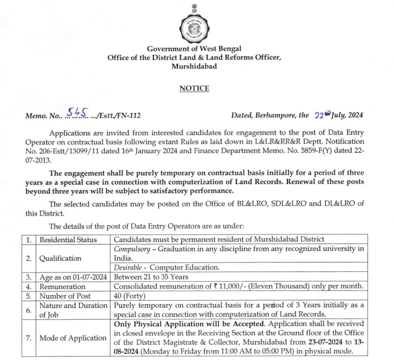 WB Govt Job 2024